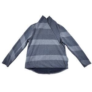 Deep V Neck Long Sleeve Sweater Blouse Open Front Womens Size Medium Striped